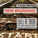 Kontes Menulis "New Beginning" Berhadiah Uang Total 1,8 JUTA