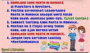 Kuis Game Menta in Romance Berhadiah Pulsa Total 500K