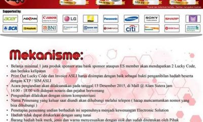 Undian Anniversary Electronic Solution Berhadiah Toyota Agya