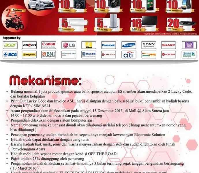Undian Anniversary Electronic Solution Berhadiah Toyota Agya