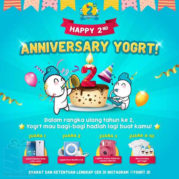 Kuis Ulang Tahun Yogrt 2nd Berhadiah Xiaomi Redmi Note 3 Pro 16 GB