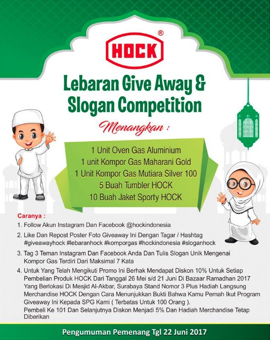 Kuis Lebaran Hock Berhadiah Oven Gas, 2 Kompor Gas, 5 