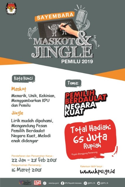 Lomba Maskot & Jingle Pemilu 2019 Berhadiah Total 65 Juta 