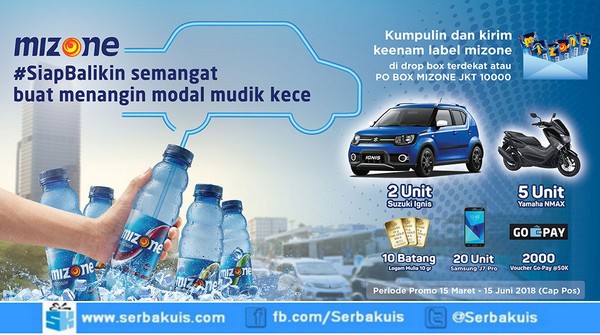 Undian Mizone Berhadiah 2 Mobil Suzuki Ignis, Yamaha NMax 