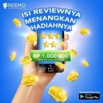 Poster Review Aplikasi FREEMO Berhadiah Saldo OVO Untuk 20 Pemenang