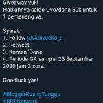 Contoh giveaway di akun Twitter @hanatfutuh