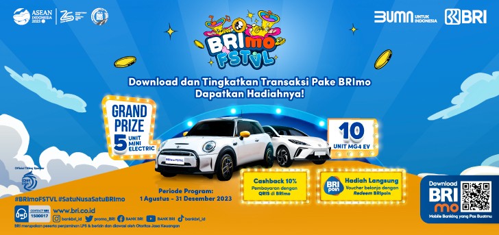Undian BRImo FSTVL Berhadiah Total 15 Mobil Listrik Mini & MG4