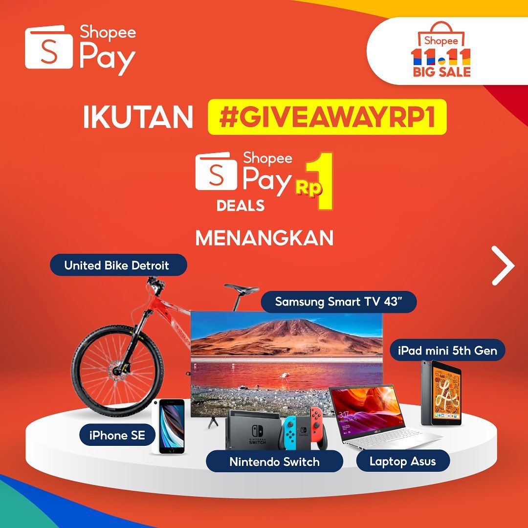 Giveaway Rp1 Instagram ShopeePay Indonesia November 2020