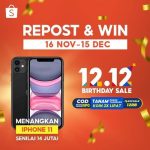 Repost & Win 12.12 Birthday Sale Shopee Indonesia 2020