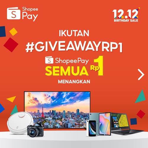 Giveaway ShopeePay Rp1 12.12 Birthday Sale 2020