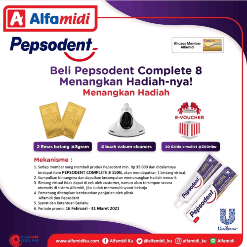 Beli Pepsodent Complete 8 Berhadiah Emas, Vakum Cleaners, dll