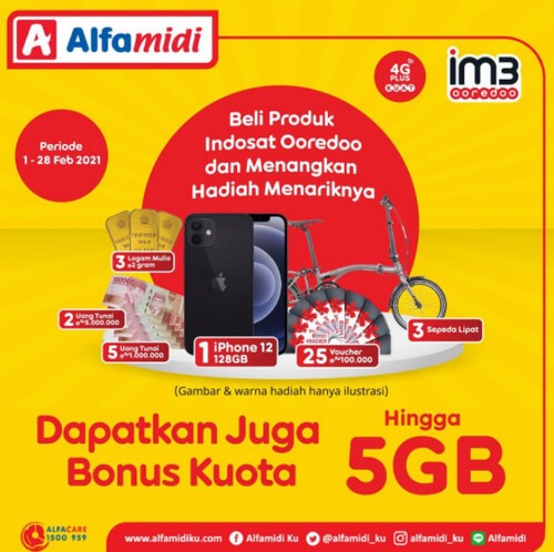 Undian Beli Produk Indosat Di Alfamidi Berhadiah Iphone 12 Sepeda Dll
