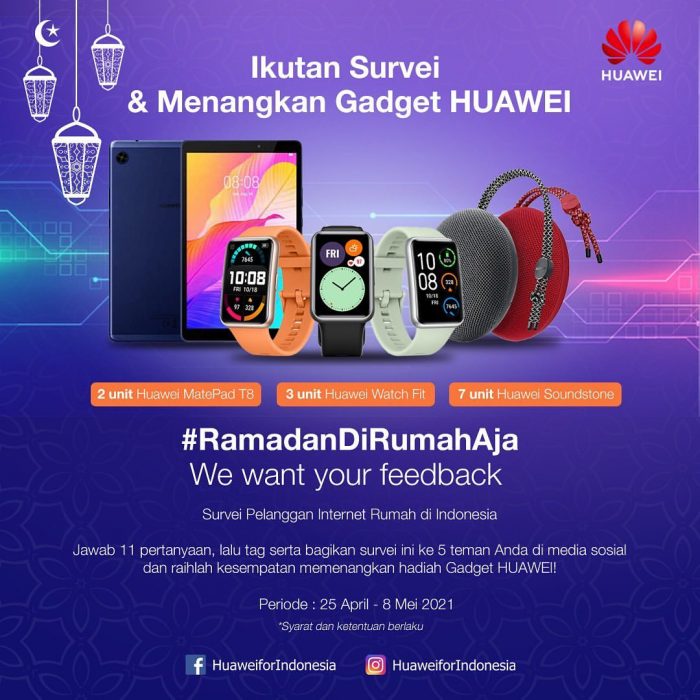 Kuis Survei Ramadan di Rumah Aja Hadiah Tablet, Watch Fit, dll