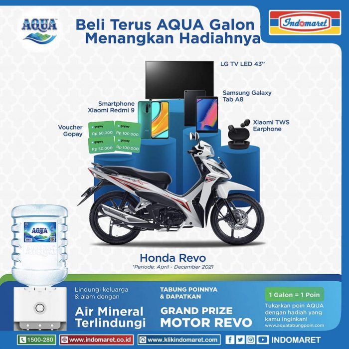 Promo Poin AQUA Berhadiah Motor, LED TV 43", Tablet, HP, dll