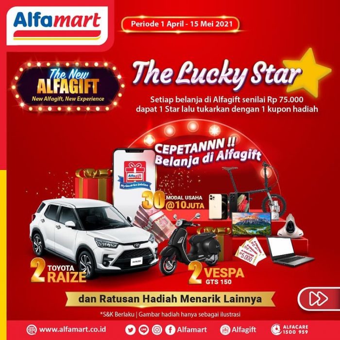 Undian Alfamart The Lucky Star Berhadiah Mobil, Motor, Sepeda, dll