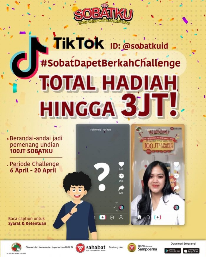 Lomba TikTok Sobat Dapet Berkah Berhadiah Total 3 Juta Rupiah