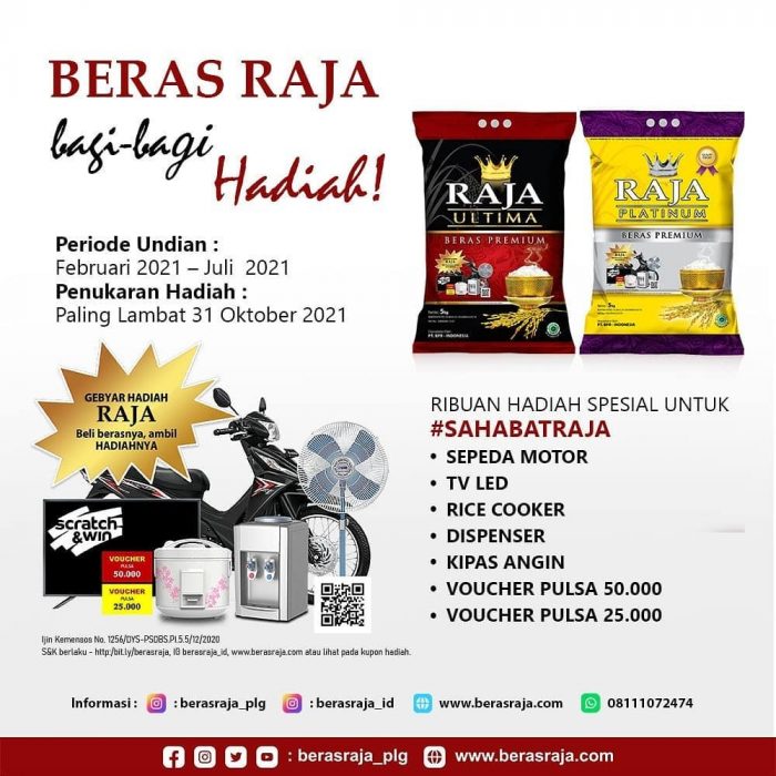 Gebyar Hadiah Beras Raja Menangkan Motor, TV, Pulsa, dll