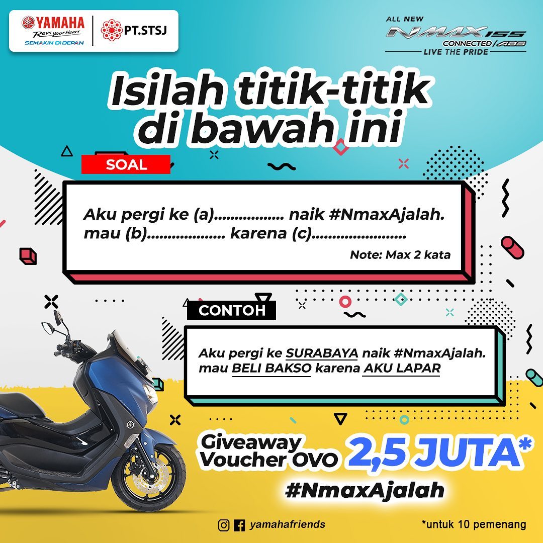 Kuis Nmax Ajalah Berhadiah Saldo OVO Total Rp 2,5 JUTA