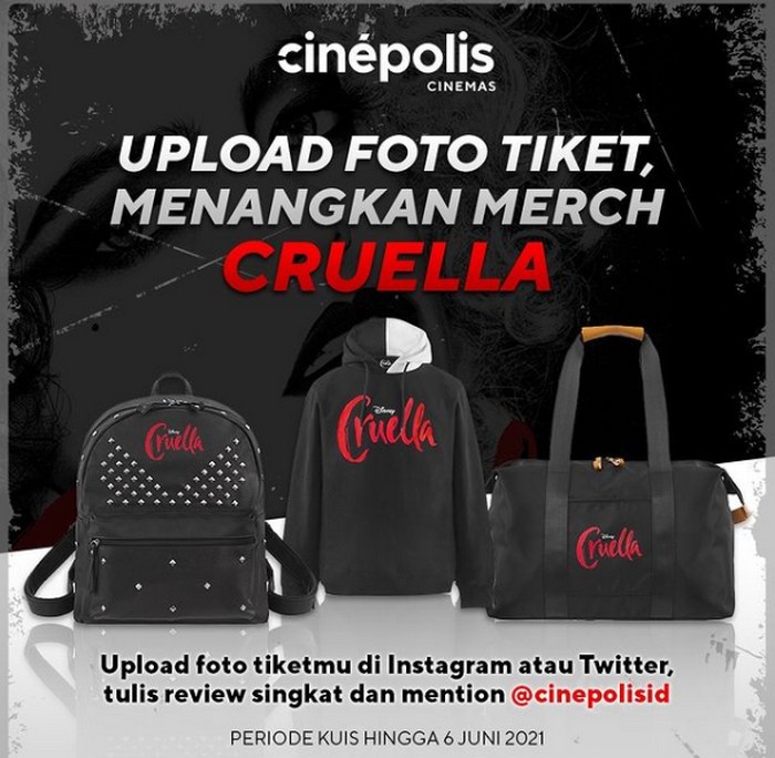 Upload Foto Tiket Cinepolis Berhadiah Merch CRUELLA Original