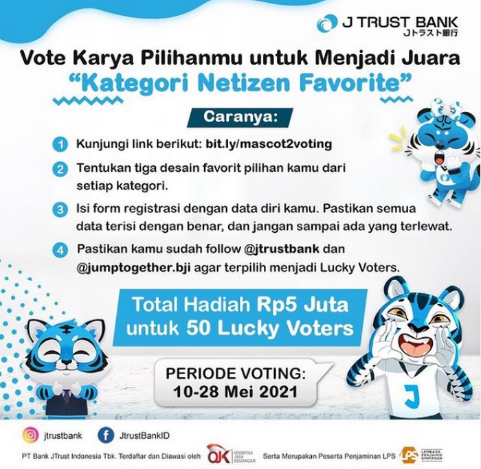 Vote Karya Desain Maskot JTrust Bank Berhadiah Total 5 Juta