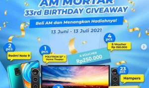 Ayo semuanya ikutan Am Mortar 33rd Birthday Giveaway dan menangkan berbagai hadiah elektronik keren secara gratis jika beruntung. Hadiahnya ada televisi polytron, Smartphone xiaomi, Speaker JBL, E-Voucher hingga hampers.