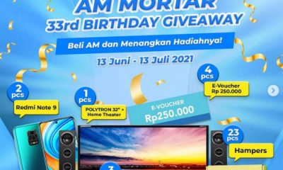 Ayo semuanya ikutan Am Mortar 33rd Birthday Giveaway dan menangkan berbagai hadiah elektronik keren secara gratis jika beruntung. Hadiahnya ada televisi polytron, Smartphone xiaomi, Speaker JBL, E-Voucher hingga hampers.