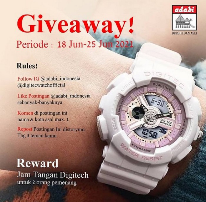 Giveaway Adabi Berhadiah Jam Tangan Digitech Untuk 2 Pemenang