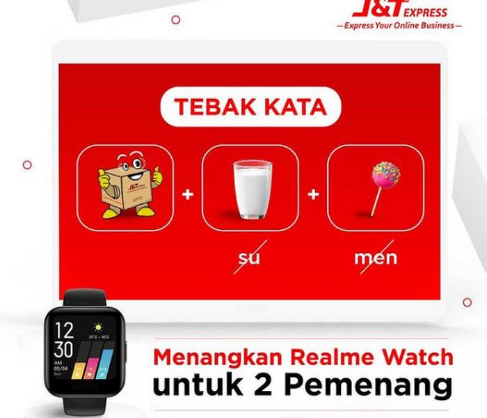 Kuis Tebak Kata J&T Express Berhadiah 2 unit Realme Watch Gratis