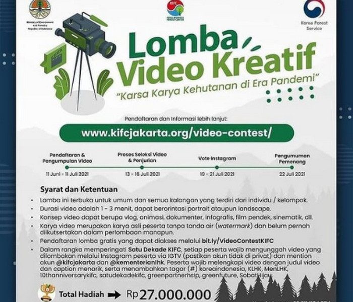 Lomba Video Kehutanan di Era Pandemi Berhadiah Total 27 Juta Rupiah