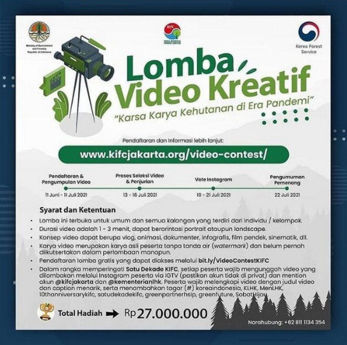 Lomba Video Kehutanan di Era Pandemi Berhadiah Total 27 Juta Rupiah