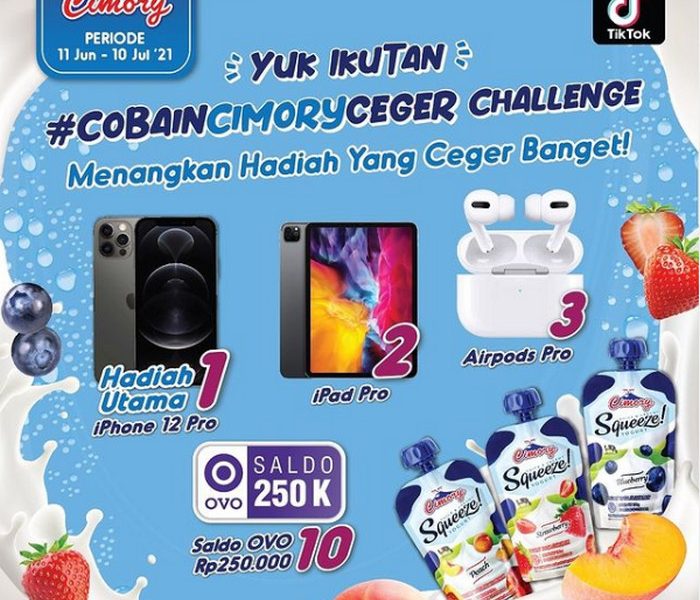 TikTok Challenge Cobain Cimory Ceger Berhadiah iPhone 12, iPad Pro, dll