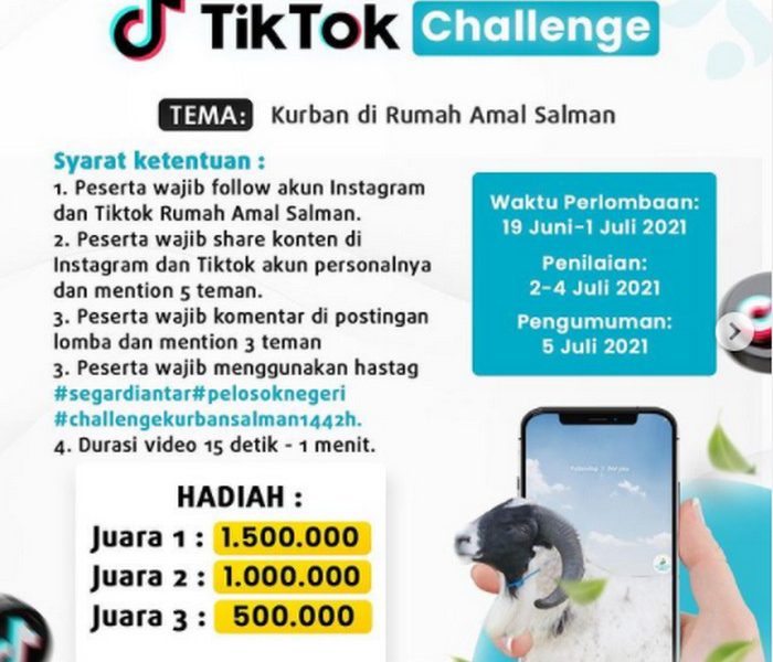 TikTok Challenge Kurban di Rumah Amal Salman Berhadiah Total 3 Juta