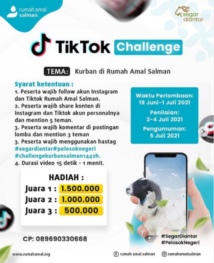 TikTok Challenge Kurban di Rumah Amal Salman Berhadiah Total 3 Juta