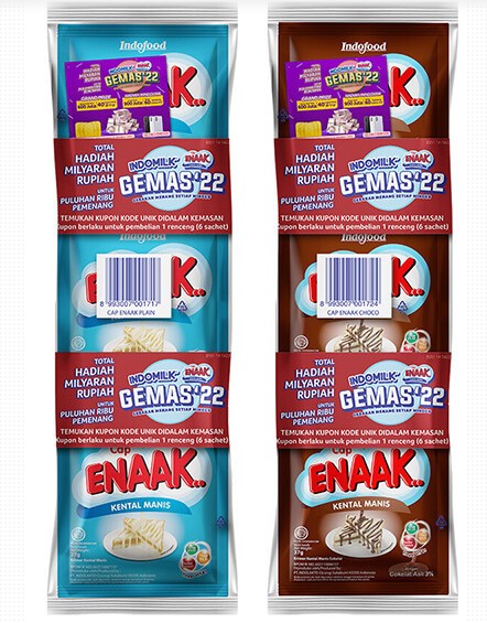 Cap Enaak (Varian Plain/Cokelat) kemasan renceng Sachet ( isi 6 ) 37 gram