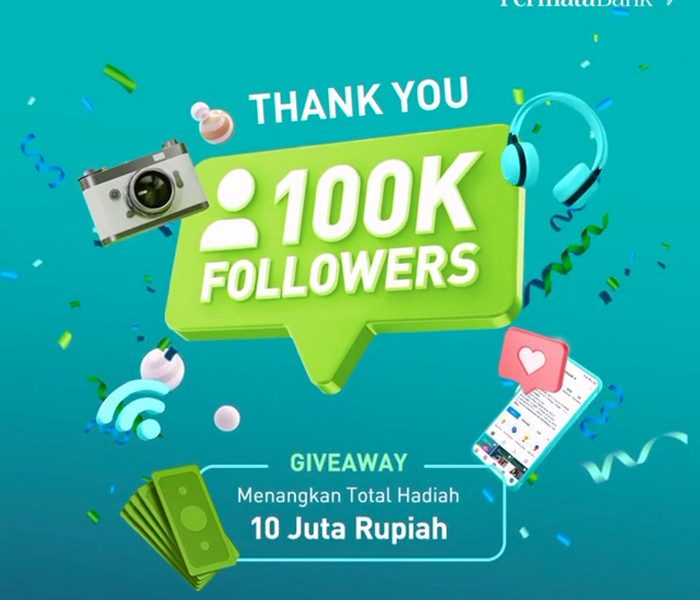 Giveaway 100K Followers Permata Bank Total Hadiah Saldo 10 Juta