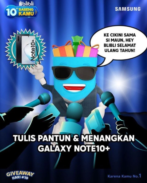 Kuis Pantun 10th Bareng Blibli Berhadiah 2 unit SAMSUNG Galaxy Note 10+