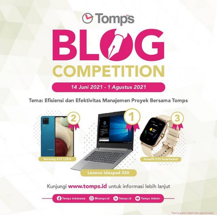 Lomba Blog Tomps Berhadiah Laptop, Smartphone & Amazfit GTS
