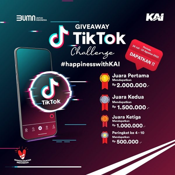 TikTok Challenge Happiness With KAI Hadiah Total 7 Juta Rupiah