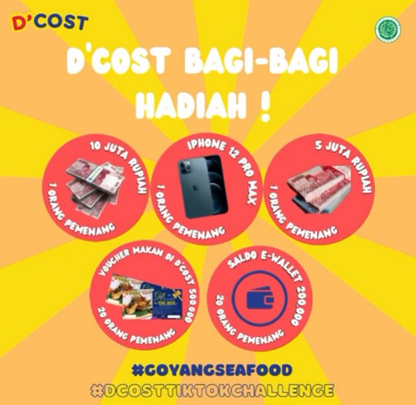 D'Cost TikTok Challenge Menangkan iPhone 12 Pro Max, Uang 15 Juta, dll