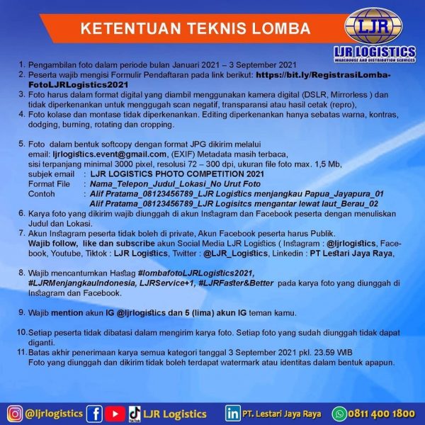 Lomba Foto Terbaru LJR Logistics Total Hadiah 15 Juta Rupiah