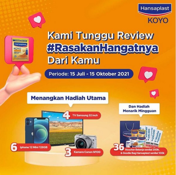 Lomba Review Hansaplast Koyo Hadiahnya 6 iPhone 12 Mini, TV, Kamera, dll