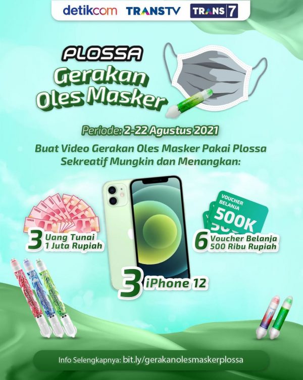Lomba Video Gerakan Oles Masker Hadiah 3 iPhone, Uang & Voucher
