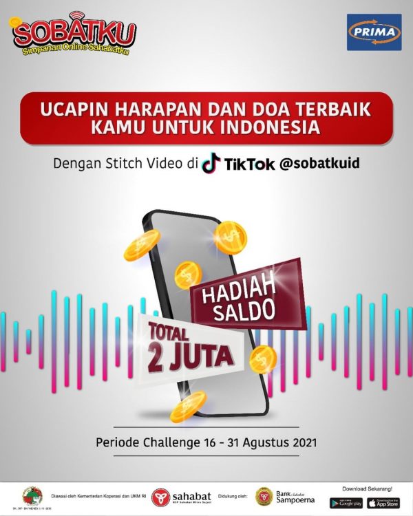 Lomba Video TikTok Sobatku Merdeka Hadiah Saldo Total 2 Juta