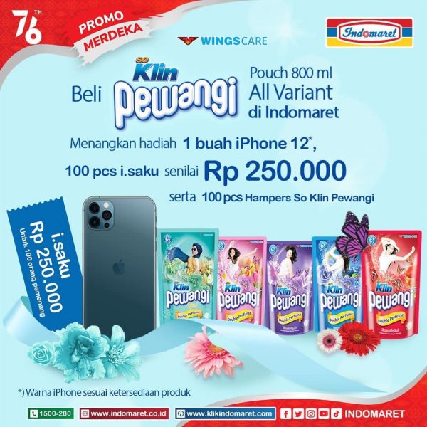 Promo SoKlin Pewangi di Indomaret Berhadiah iPhone 12, i.saku 25 Juta, dll