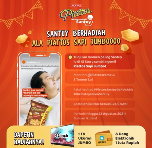 Tunjukin Momen Santuy Piattos Sapi Jumbo Berhadiah TV 42 Inch & Saldo