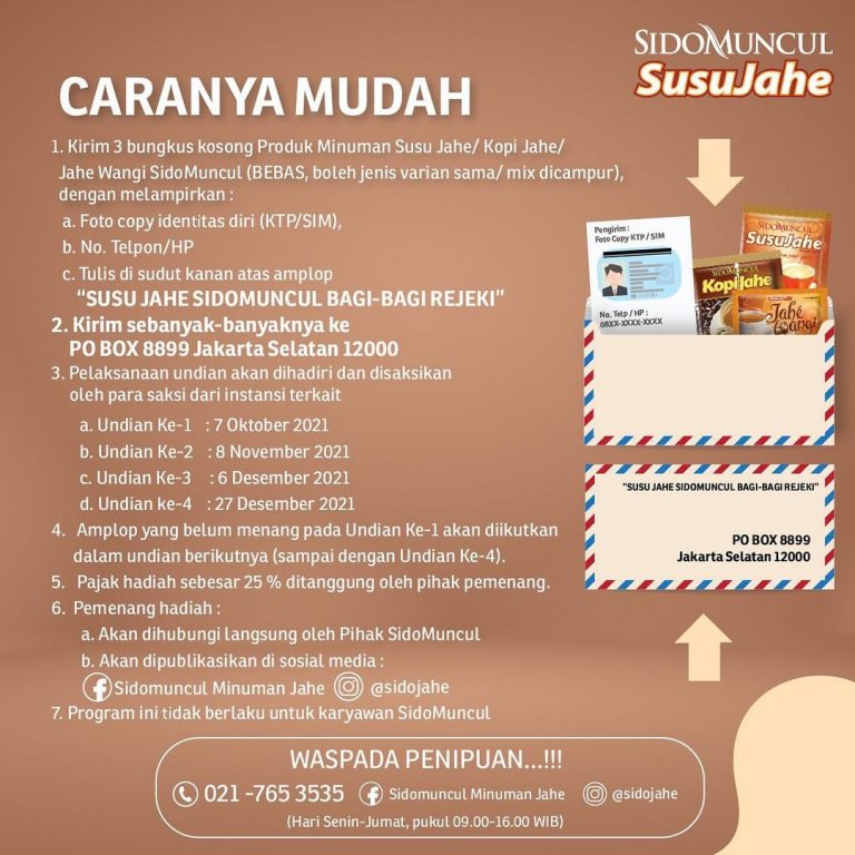 Undian SidoMuncul SusuJahe Bagi Rejeki Emas 100 Gr & Uang 120 Juta (1)