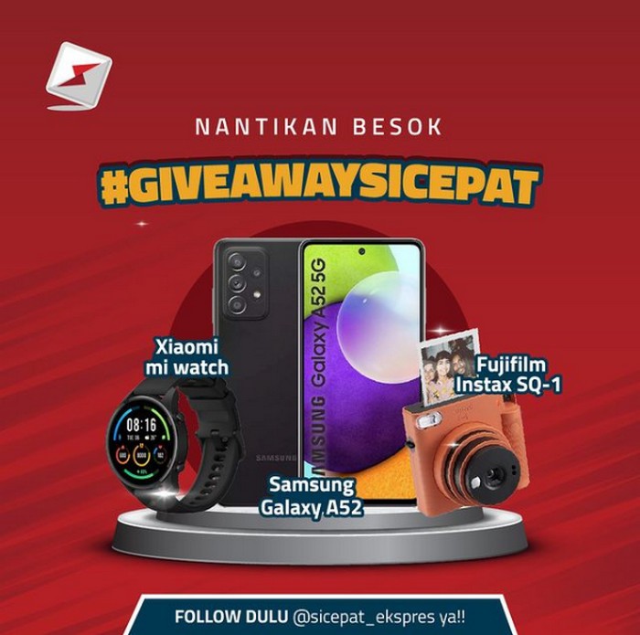 Giveaway Sicepat Berhadiah Fujifilm Instax SQ-1, Samsung A52 & Mi Watch