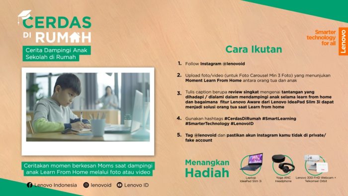 Lomba Moment Cerdas Di Rumah Berhadiah Laptop Lenovo IdeaPad Slim 3i