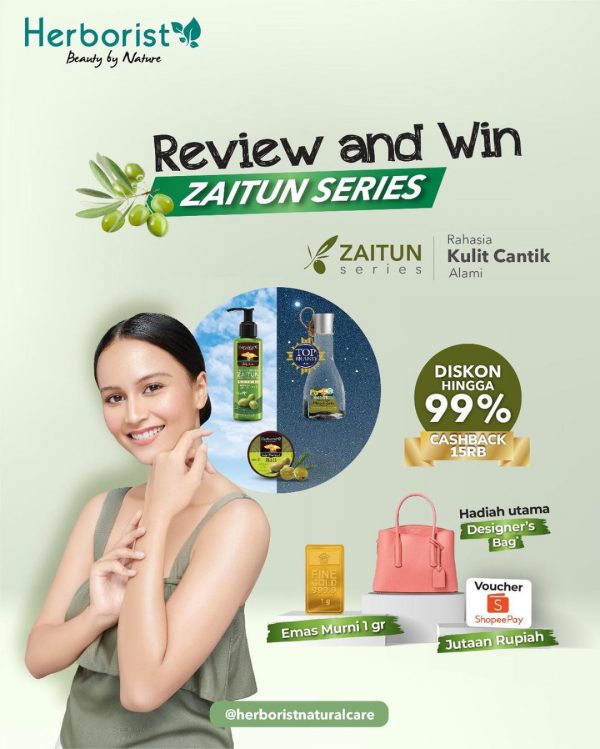 Lomba Review Herborist Zaitun Berhadiah Emas, Tas & Voucher Shopeepay