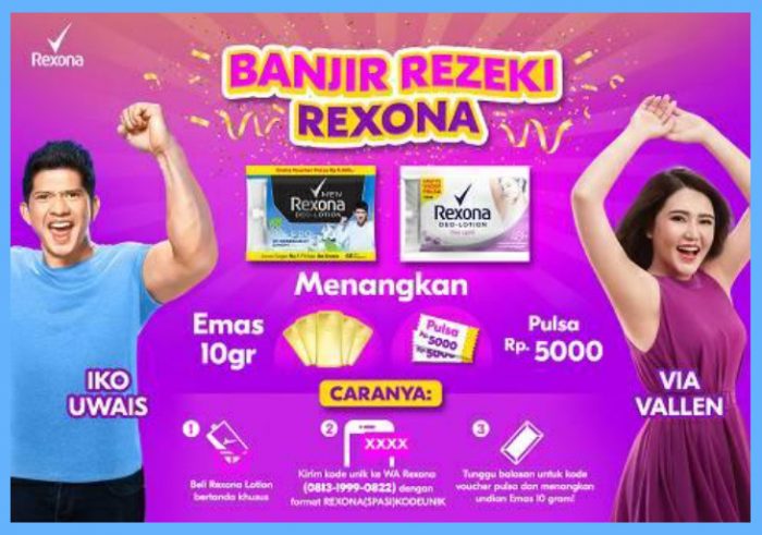 Promo Undian Rexona Banjir Rezeki Berhadiah Emas & Pulsa